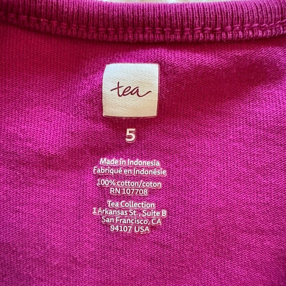 Tea Collection Girls Magenta Pink Floral Layered Long Sleeve Cotton Dress Size 5 - Picture 3 of 6